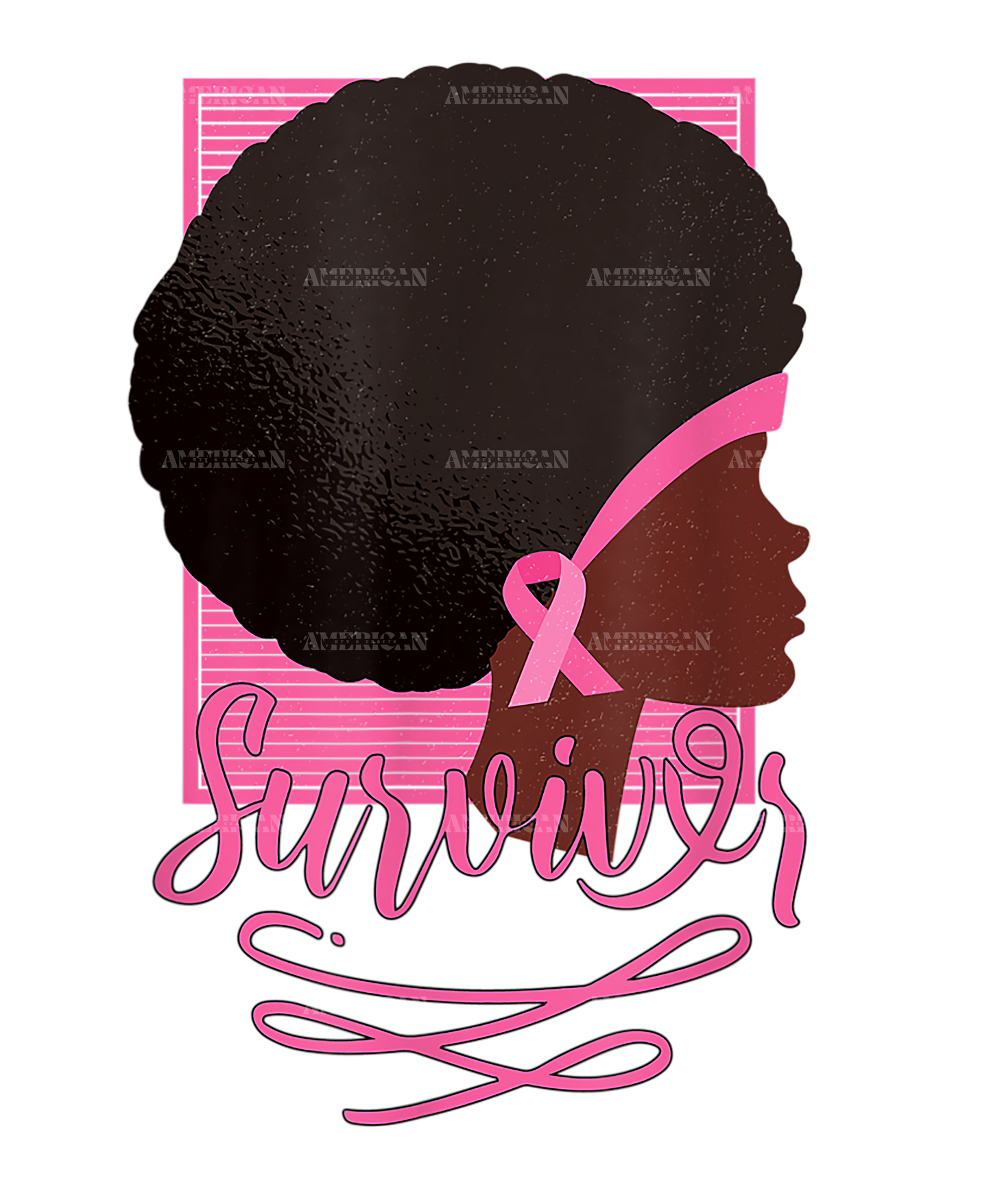 African American Black Woman Survivor Breast Cancer Awarenes-1 DTF Transfer