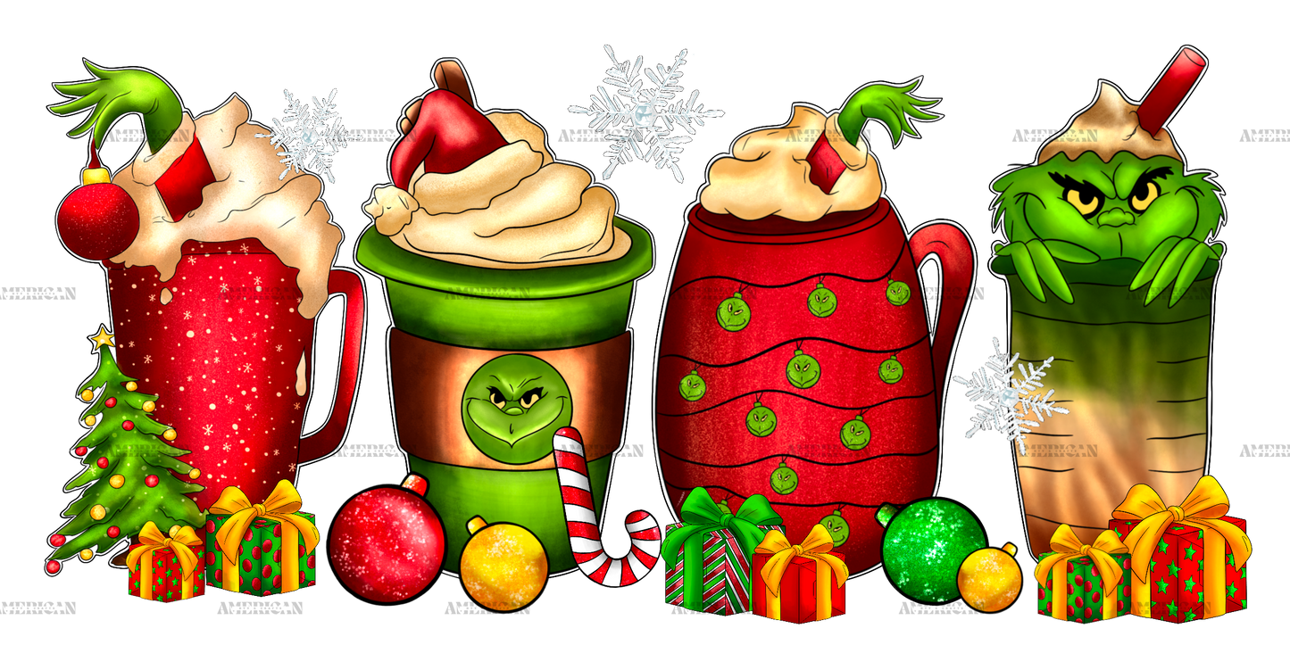 Grinch Christmas Coffee DTF Transfer