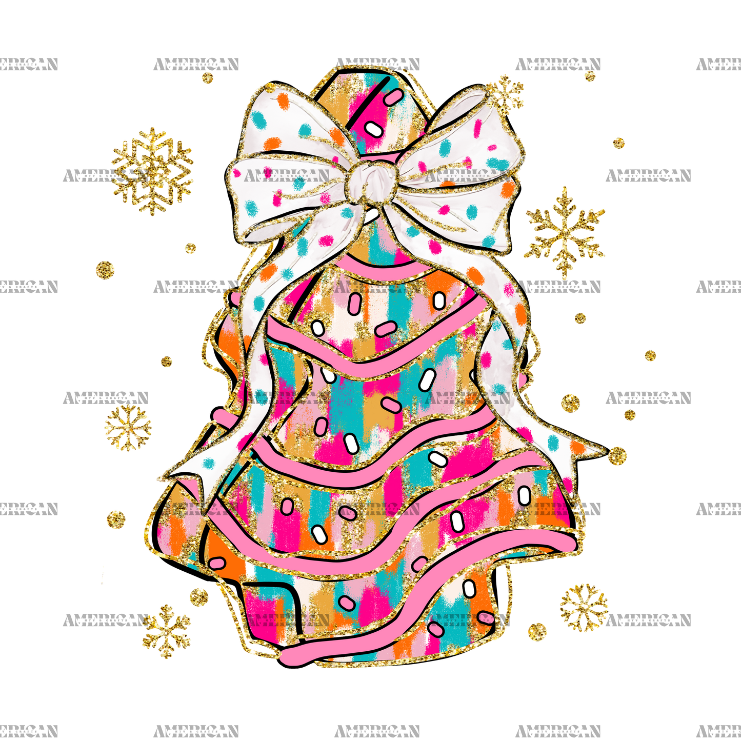 Christmas Tree Cake DTF Transfer