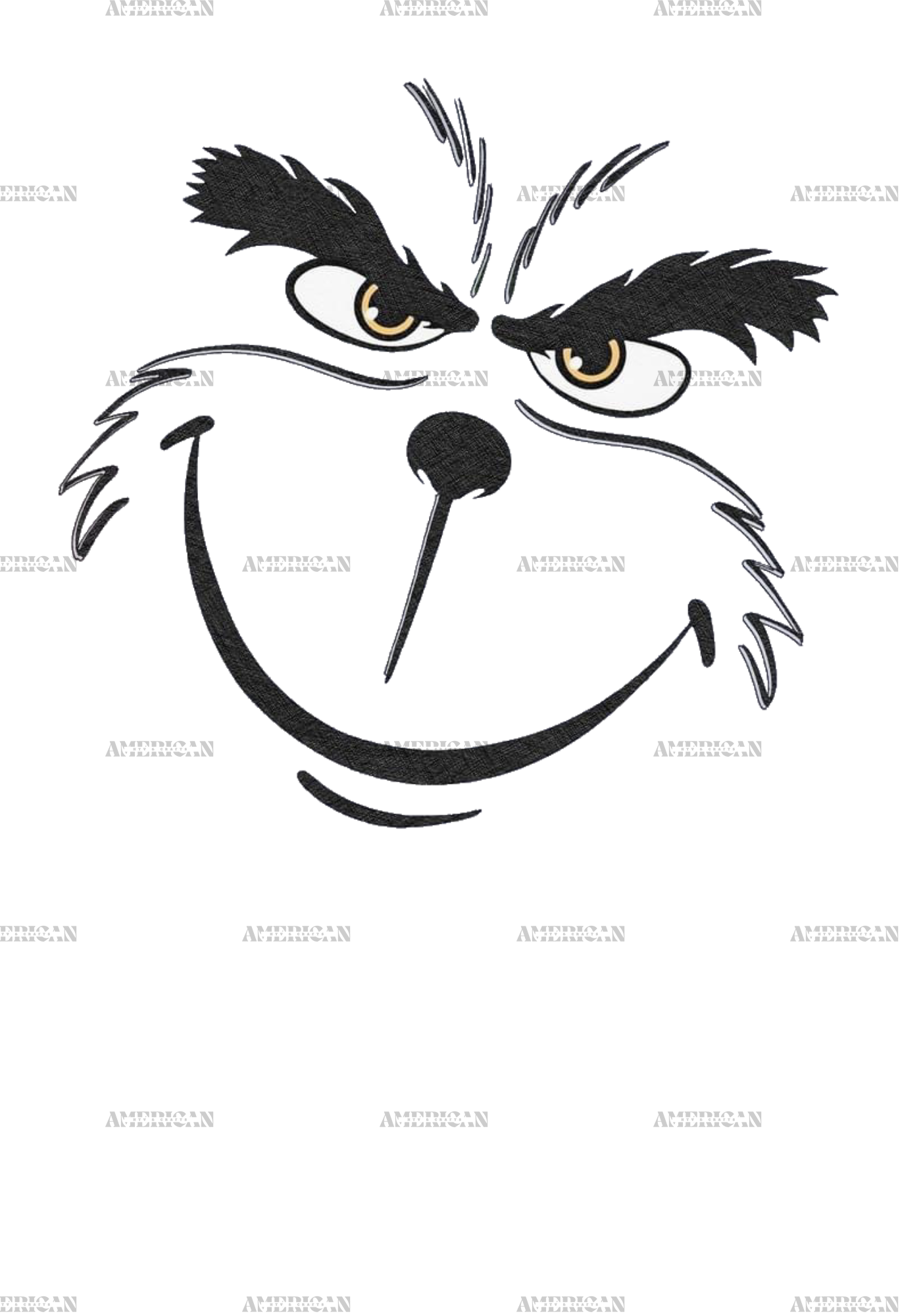 Grinch Face Outline DTF Transfer