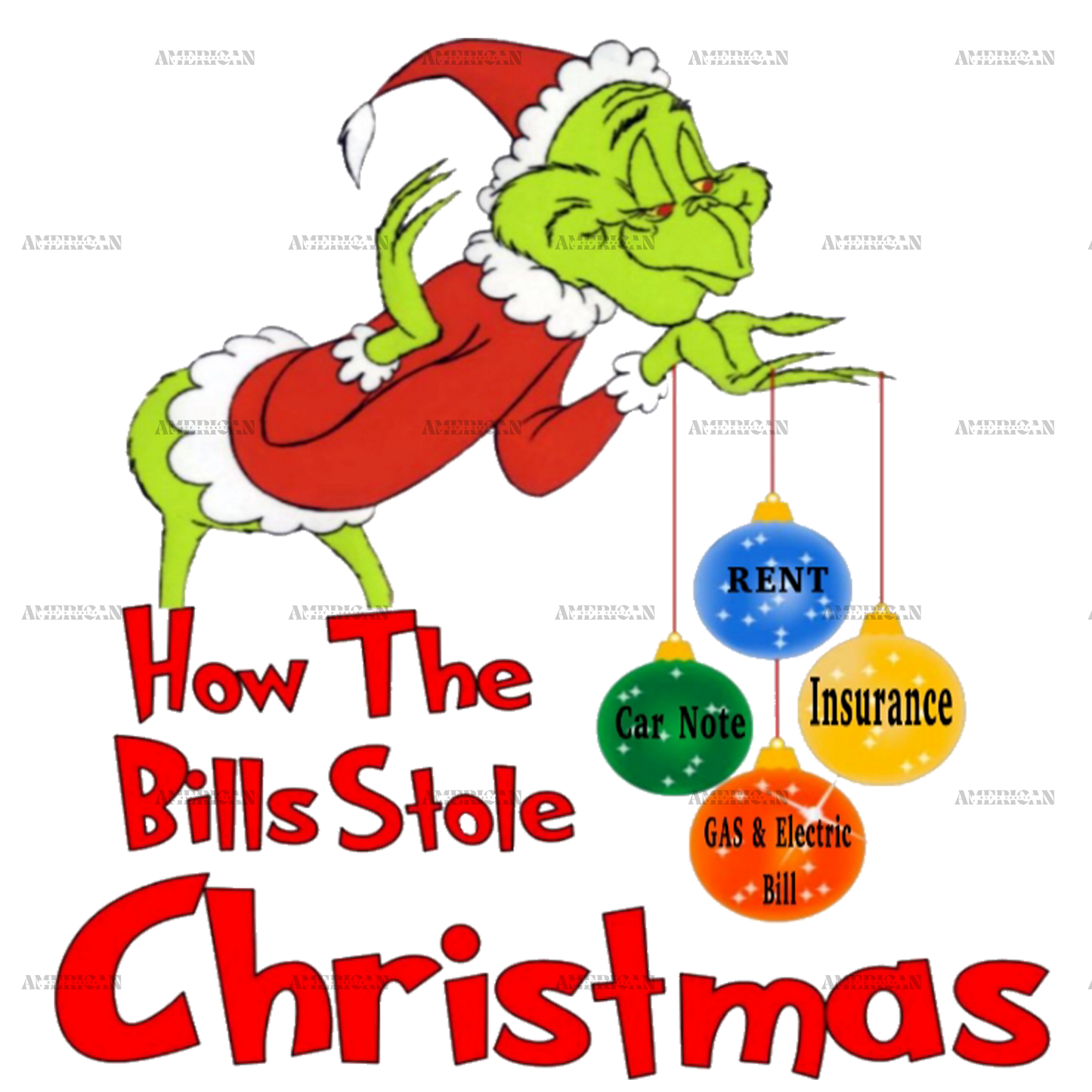 How The Bills Stole Christmas Grinch DTF Transfer