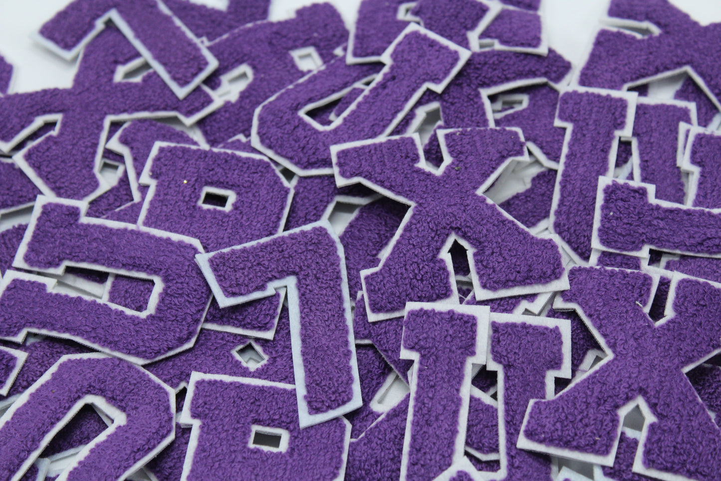 Purple on White 2.5" Chenille Letter Varsity