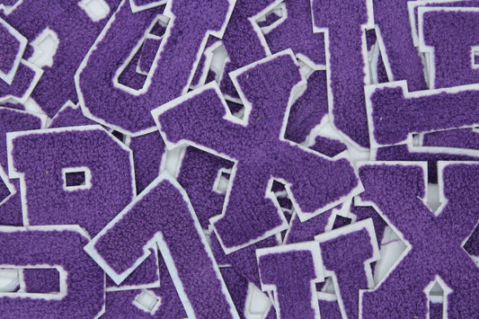Purple on White 2.5" Chenille Letter Varsity