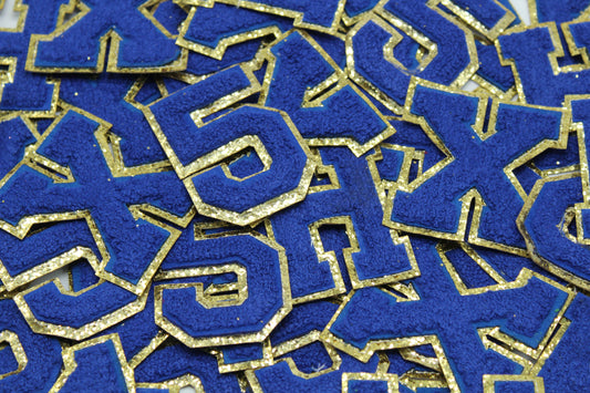 Royal Blue and Gold Sequin 2.5" Chenille Letter Varsity