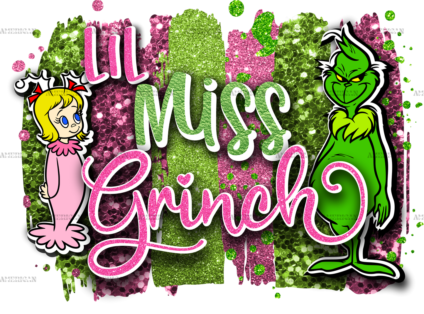 Lil Miss Grinch Paint Strokes DTF Transfer