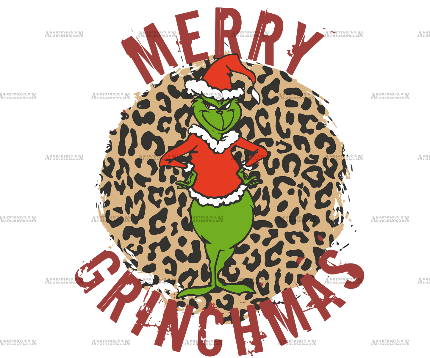 Merry Grinchmas Leopard DTF Transfer
