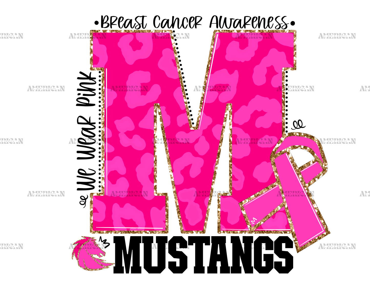 Mustangs Breast Cancer Awareness DTF Transfer