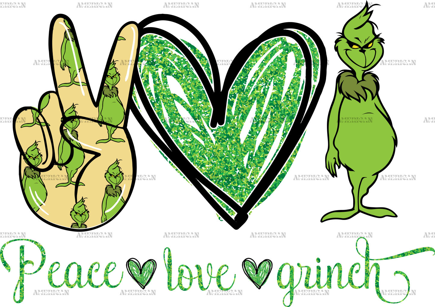Peace Love Grinch-2 DTF Transfer