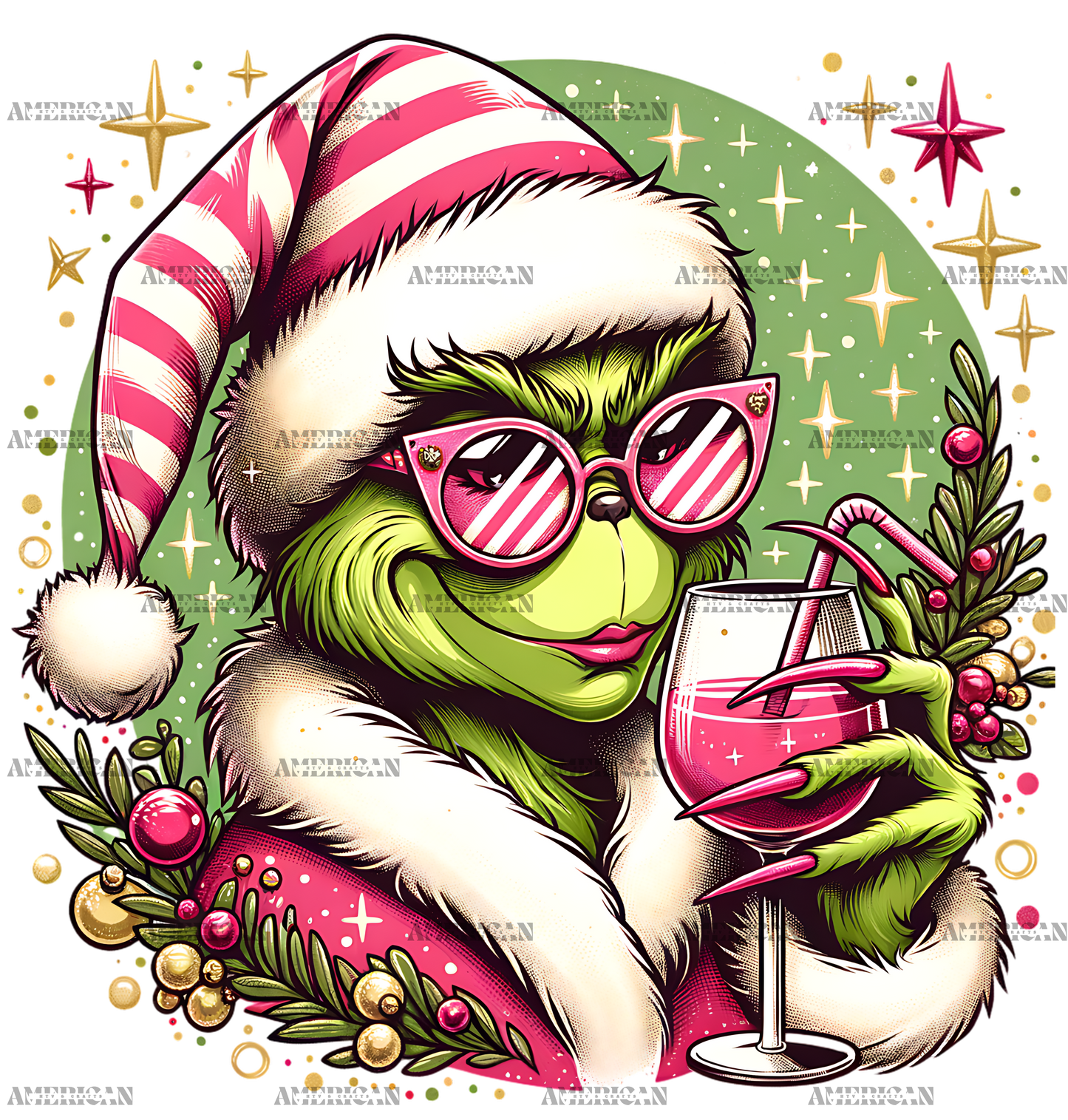 Pink Grinch DTF Transfer