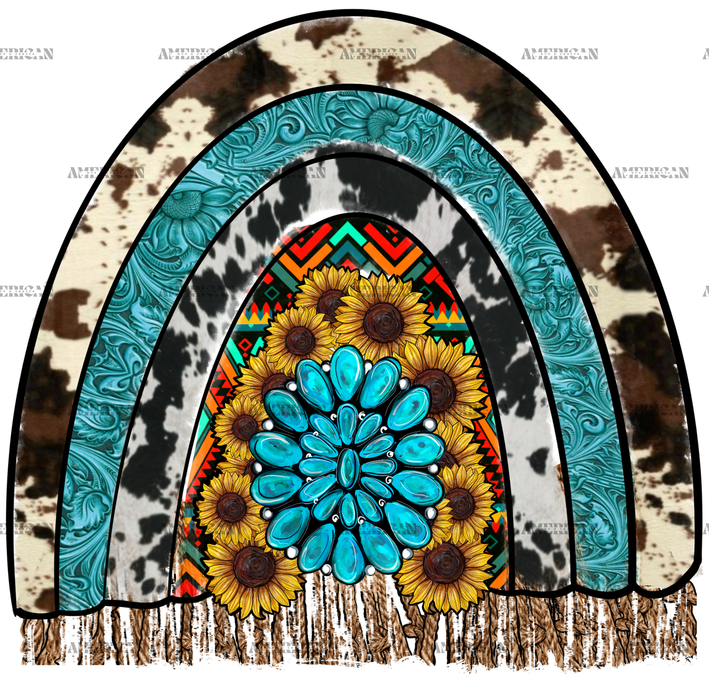 Rainbow Sunflower Gemstone DTF Transfer