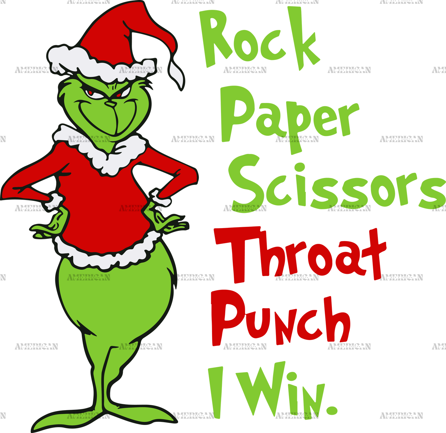 Rock Paper Scissors Grinch-1 DTF Transfer