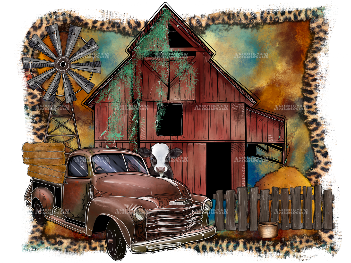 Rustic Country Barn DTF Transfer