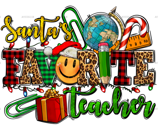Santas Favorite Teacher World DTF Transfer