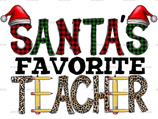 Santas Favourite Teacher Christmas DTF Transfer