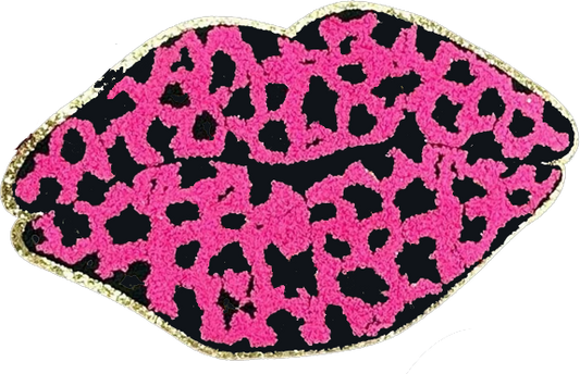 Pink And Black Lips Patch (Large/Chenille)