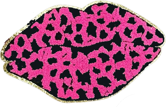 Pink And Black Lips Patch (Large/Chenille)