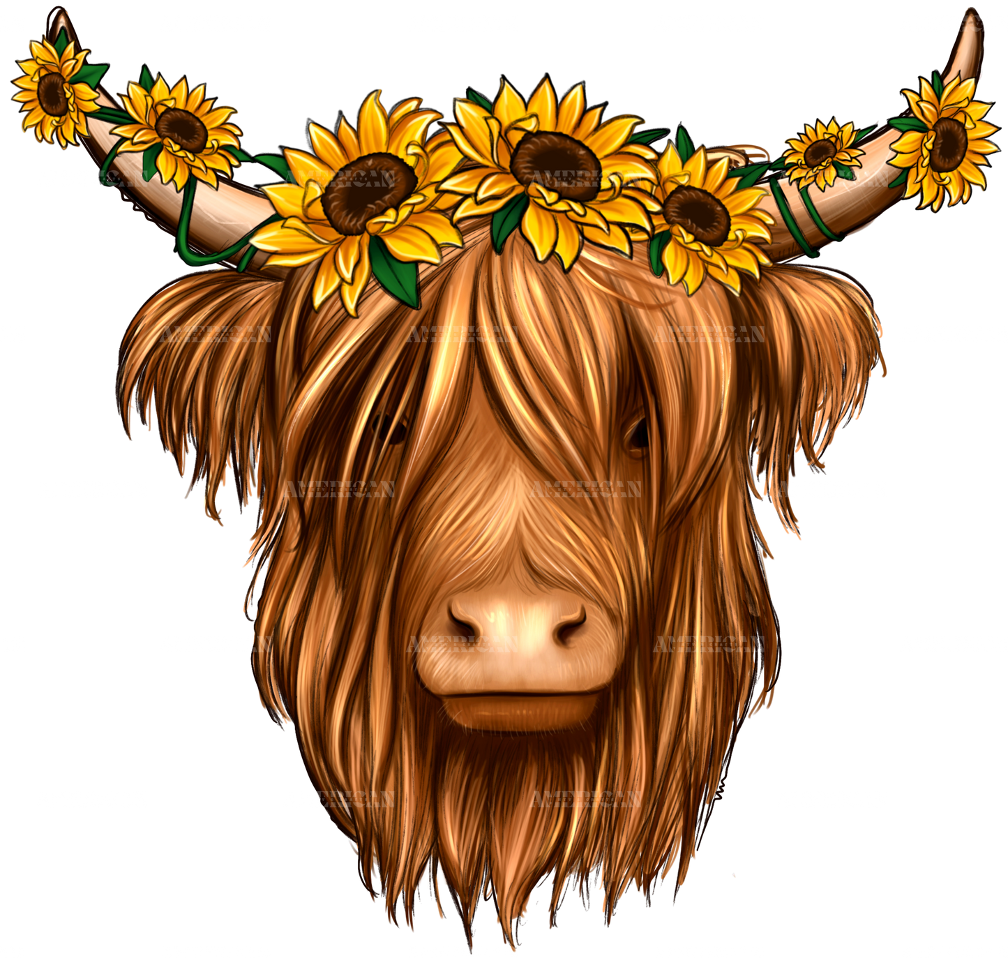 Sunflowers Cow DTF Transfer