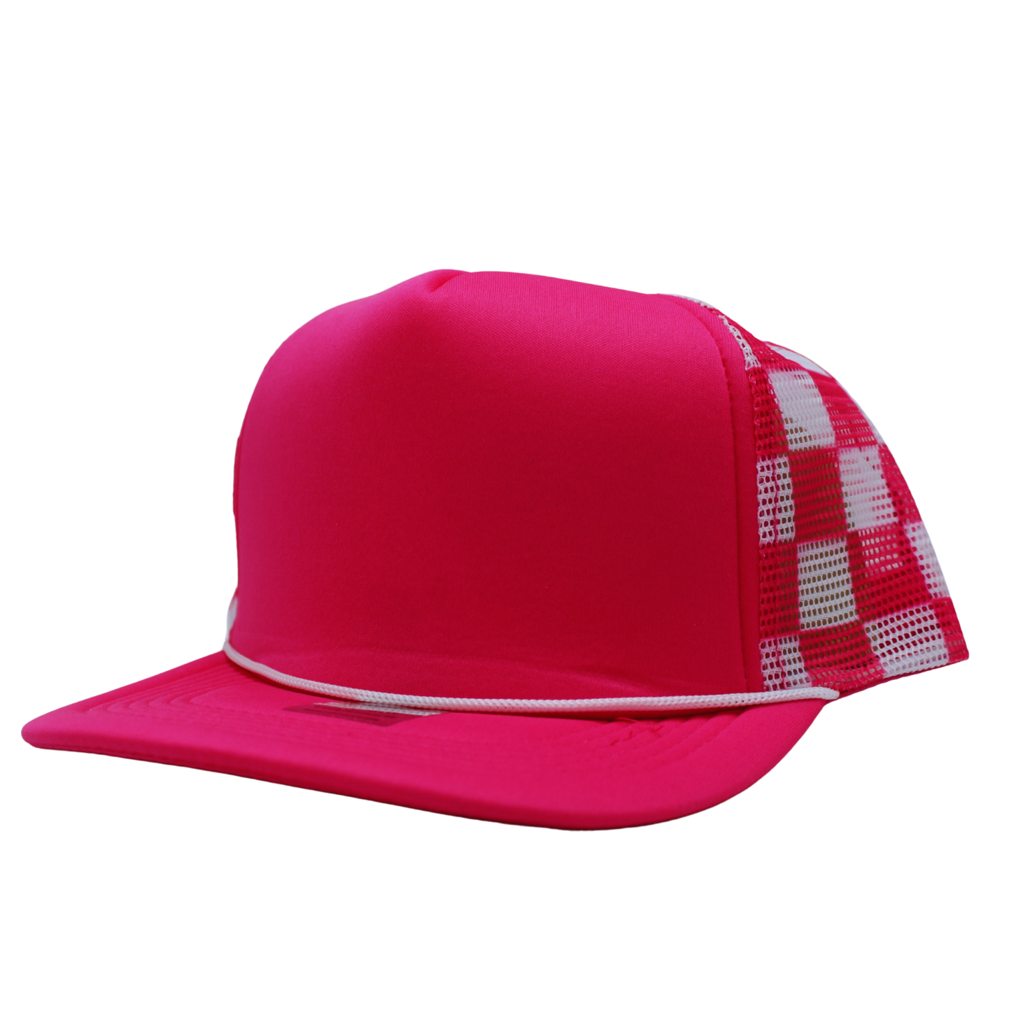 Checkered Trucker Cap Polyester Foam Front 5 Panel