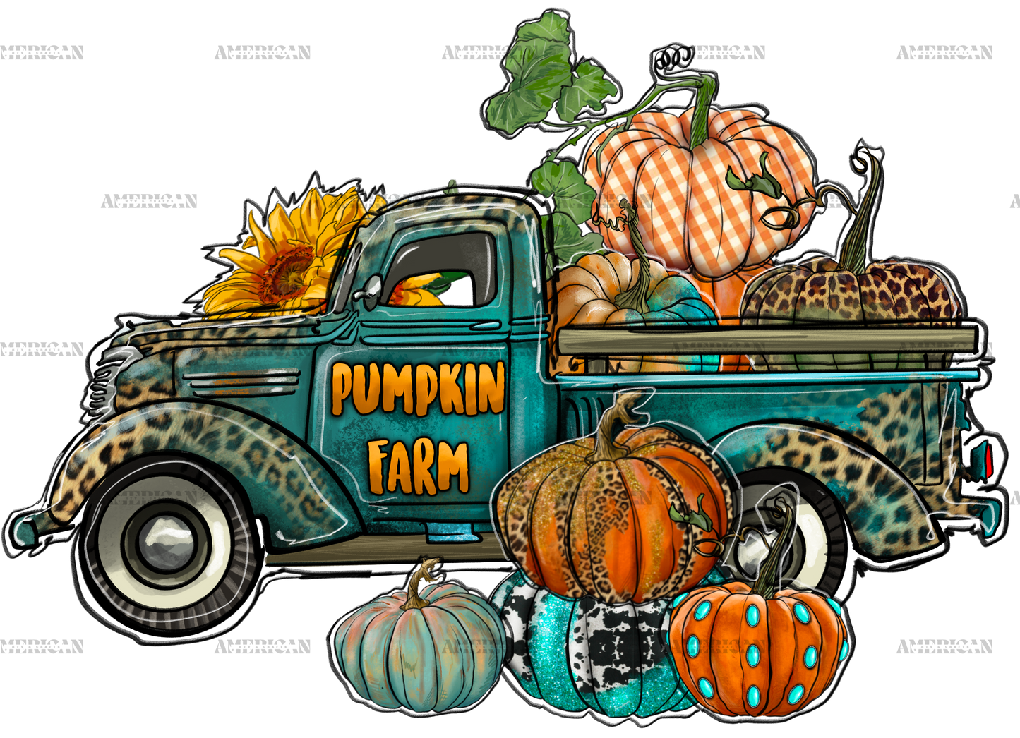 Western Pumpkin Farm Truck DTF Transfer