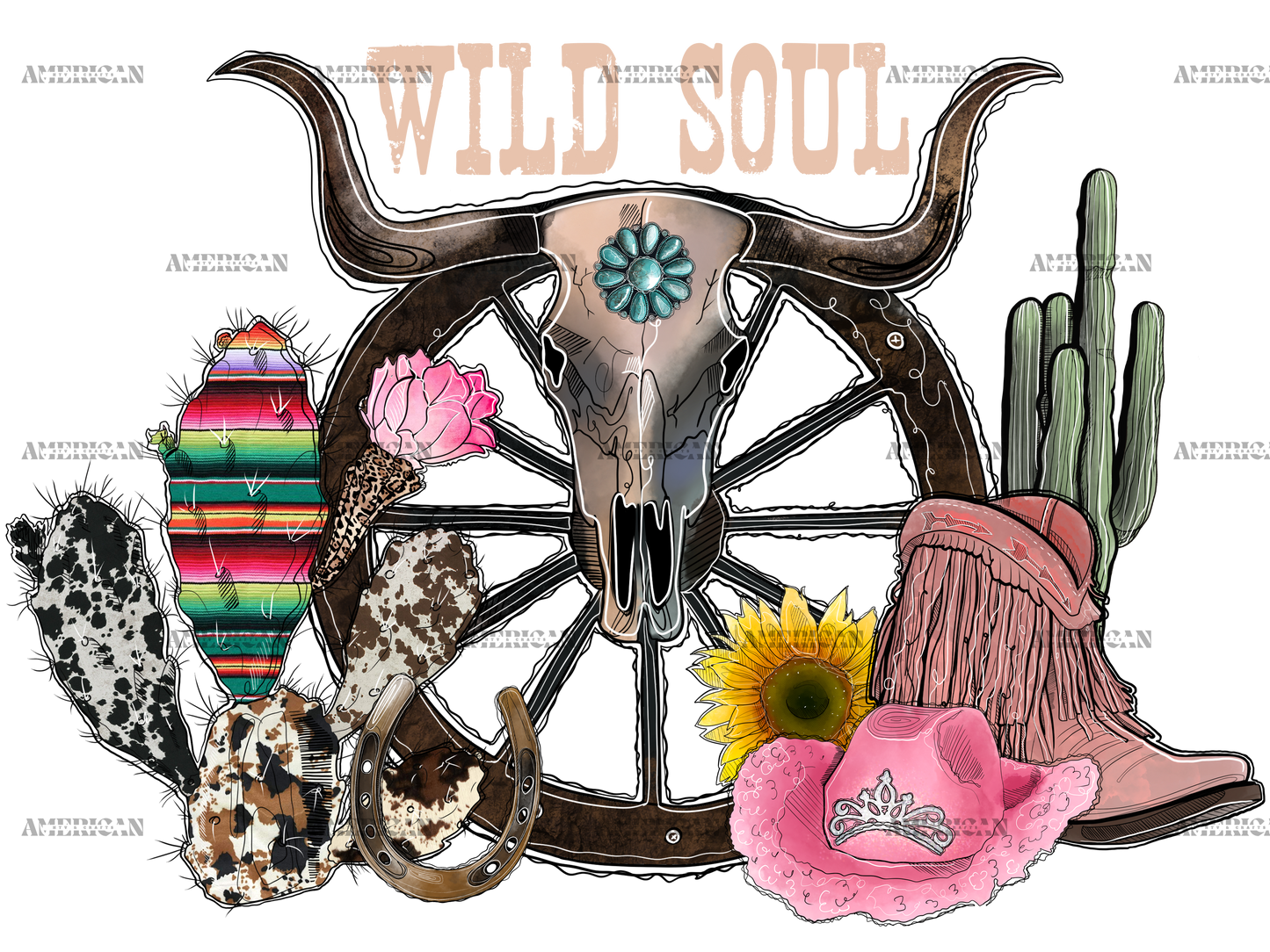 Wild Soul Bull Skull DTF Transfer