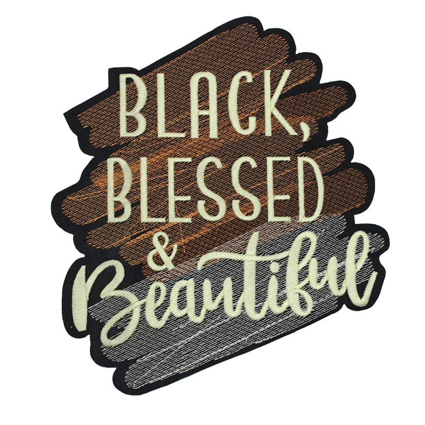 Black Blessed & Beautiful Patch (Large/Embroidery)