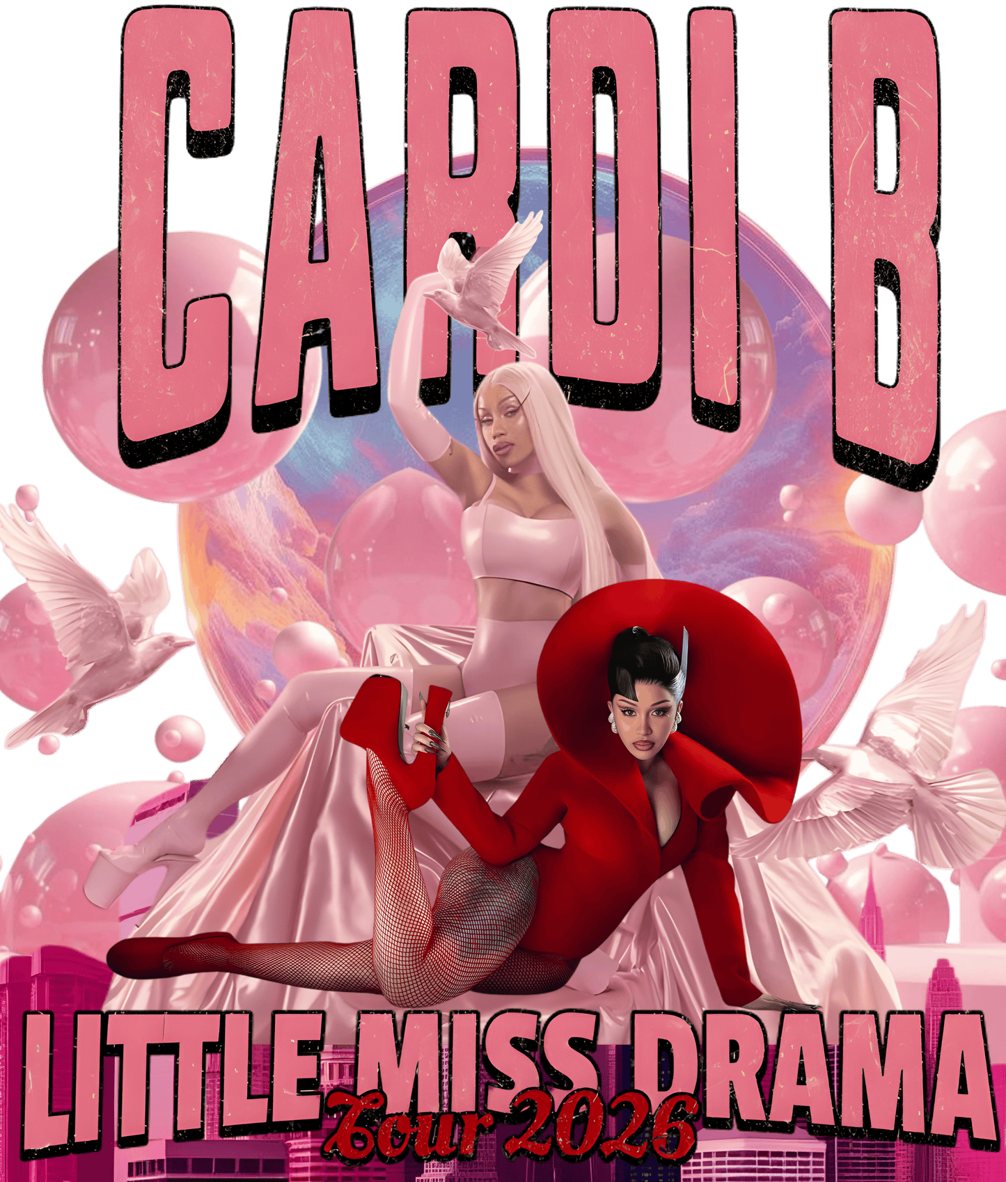 Cardi B Little Miss Drama Tour Pink Dress DTF Transfer