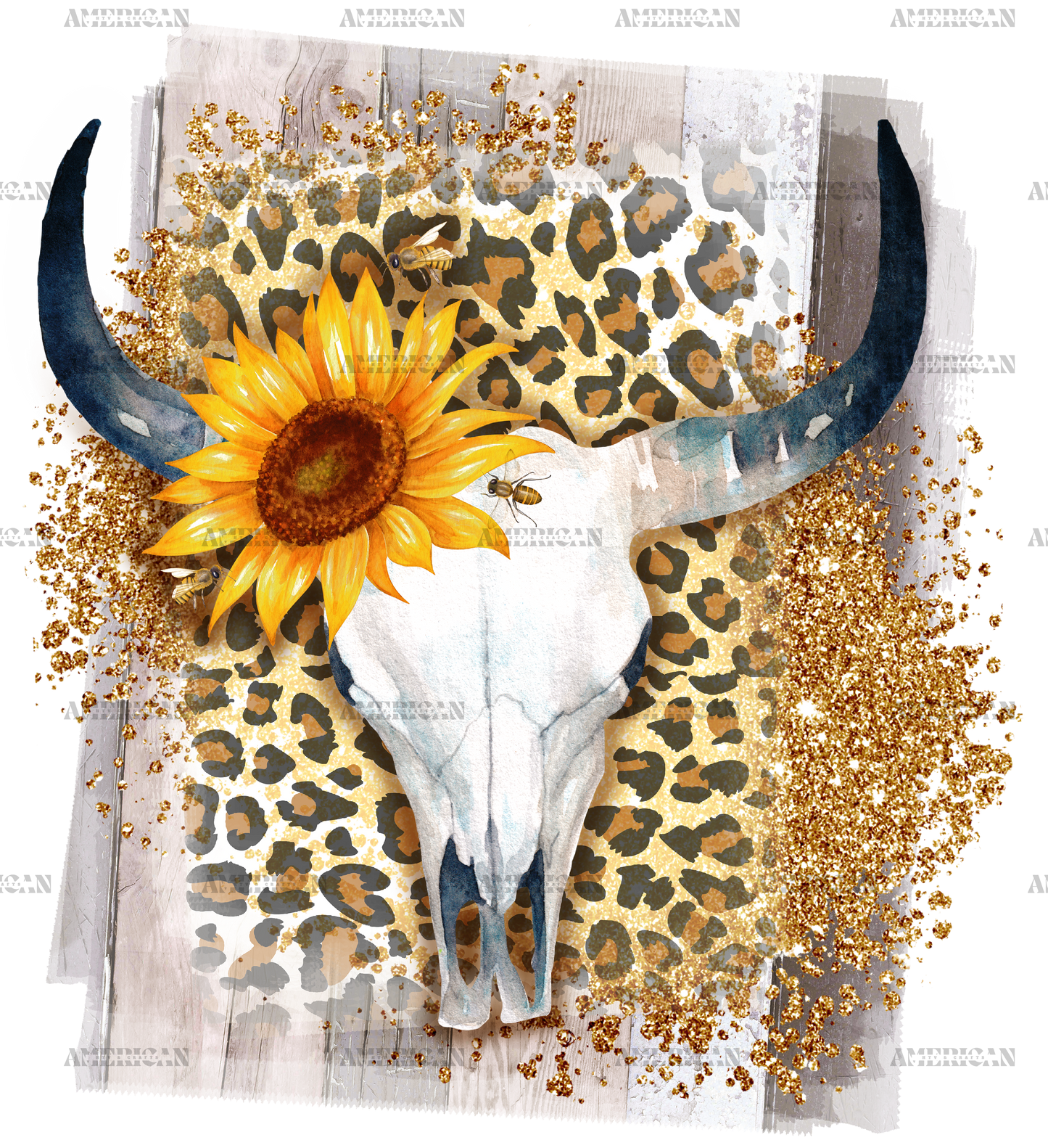 Cow Skull And Sunflower DTF Transfer