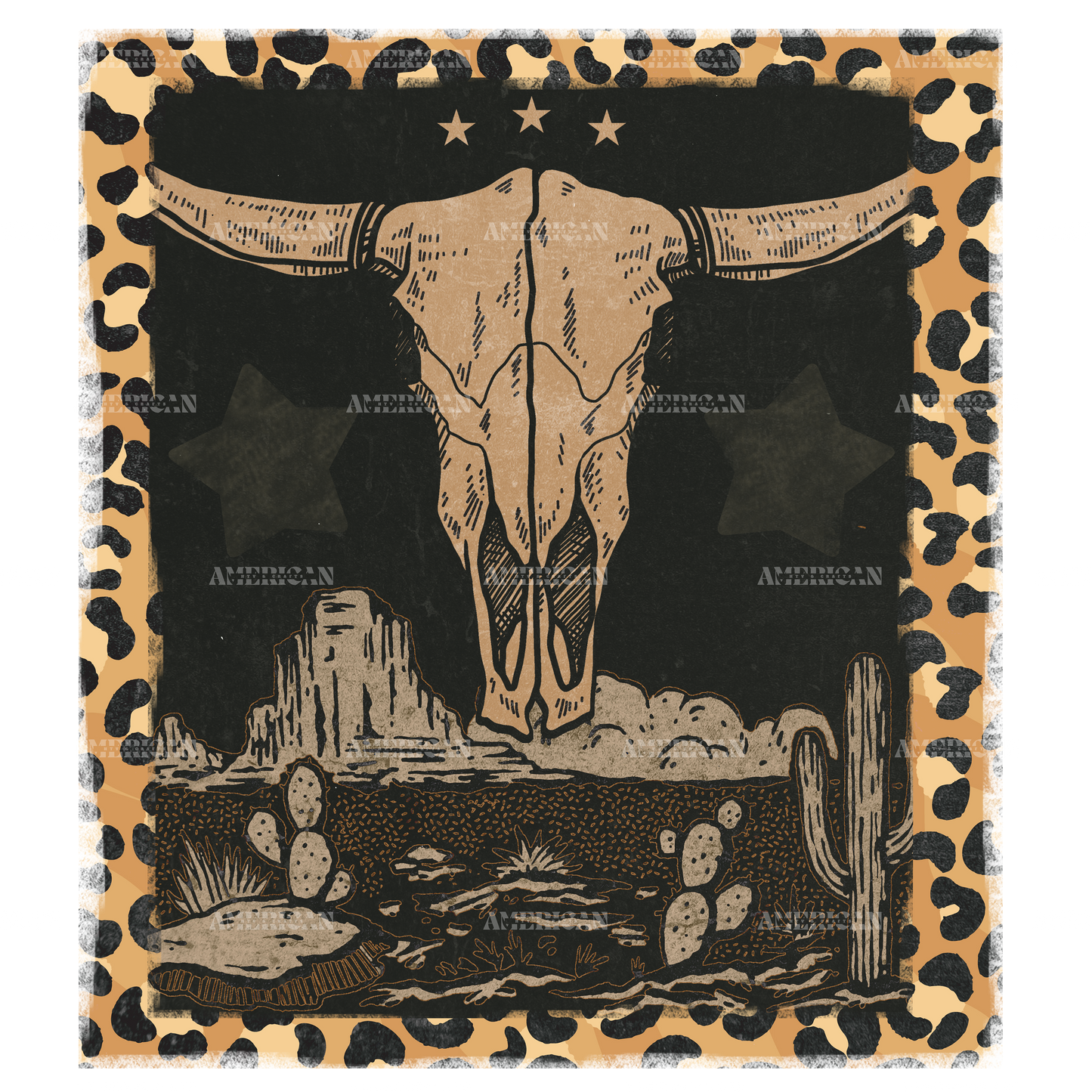 Longhorn Skull Retro DTF Transfer