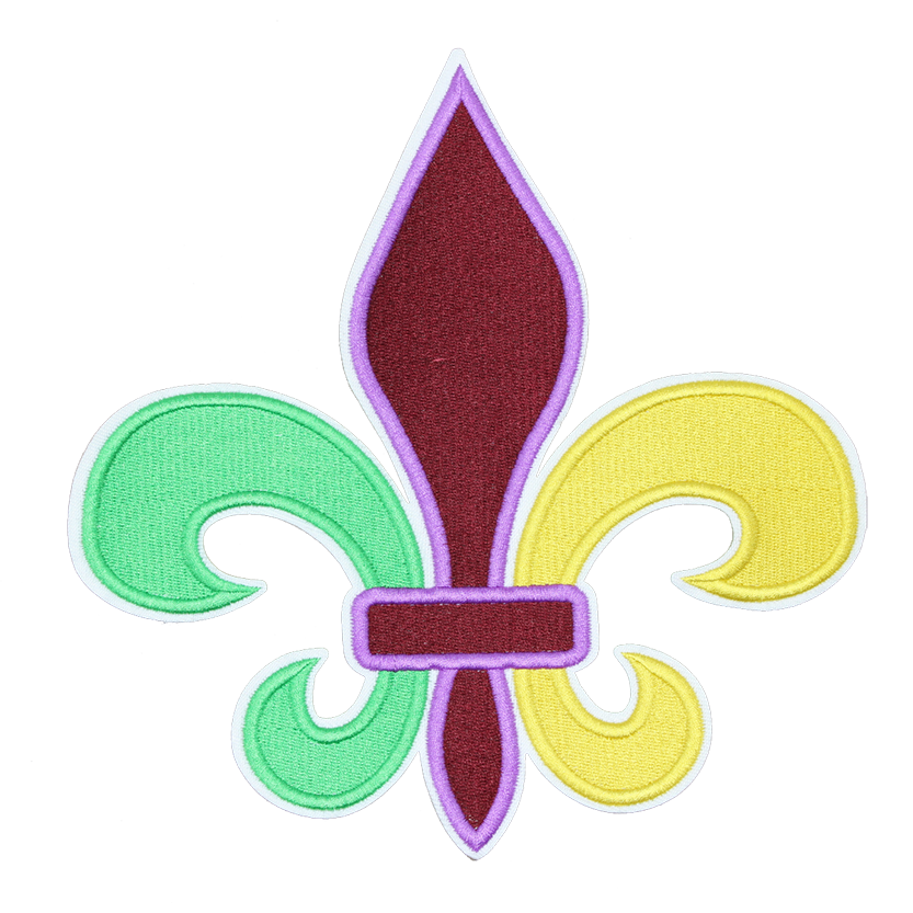 Large Sequin Fleur De Lis Mardi Gras Embroidery Iron On Patch