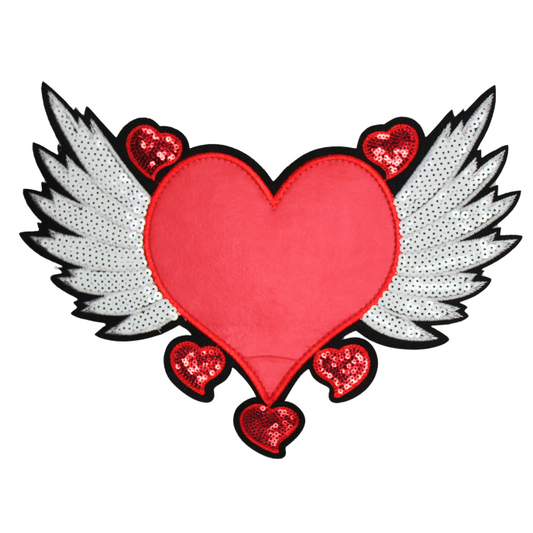 Red Heart Wings Patch (Large/Sequin)