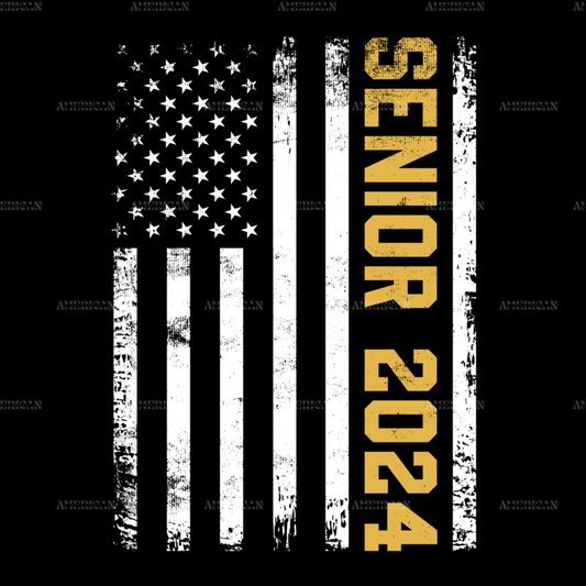 American Flag Senior 2024 Yellow DTF Transfer