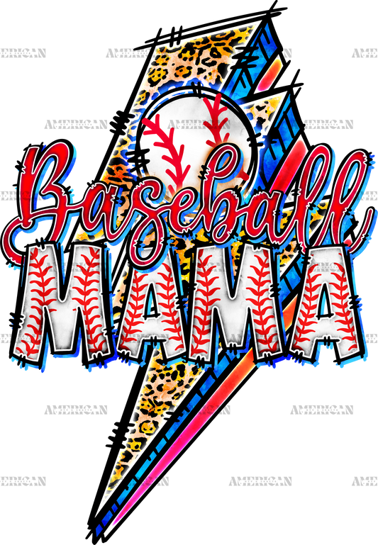 Baseball Mama Doodle Bolt DTF Transfer