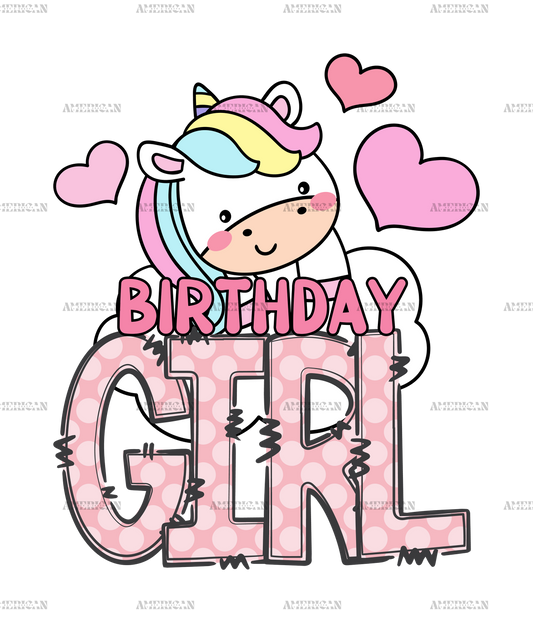 Birthday Girl Unicorn DTF Transfer