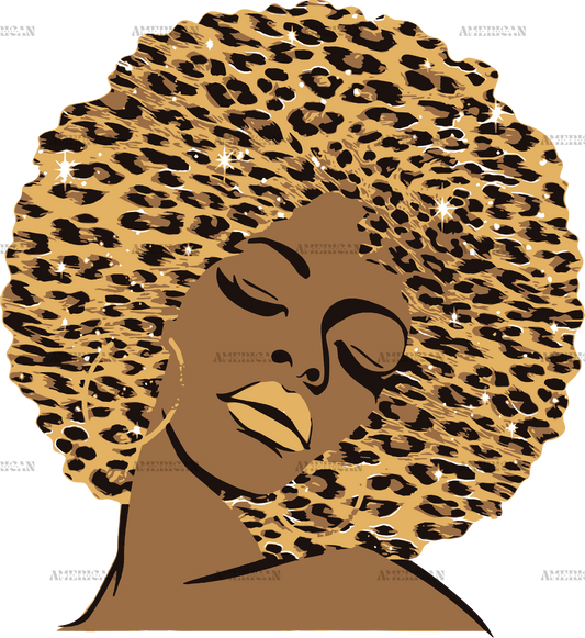 Black Women Panther Hair DTF Transfer