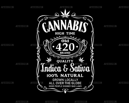 Cannabis Indica Sativa WHITE-02 DTF Transfer
