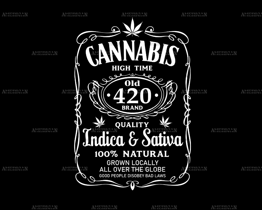 Cannabis Indica Sativa WHITE-02 DTF Transfer