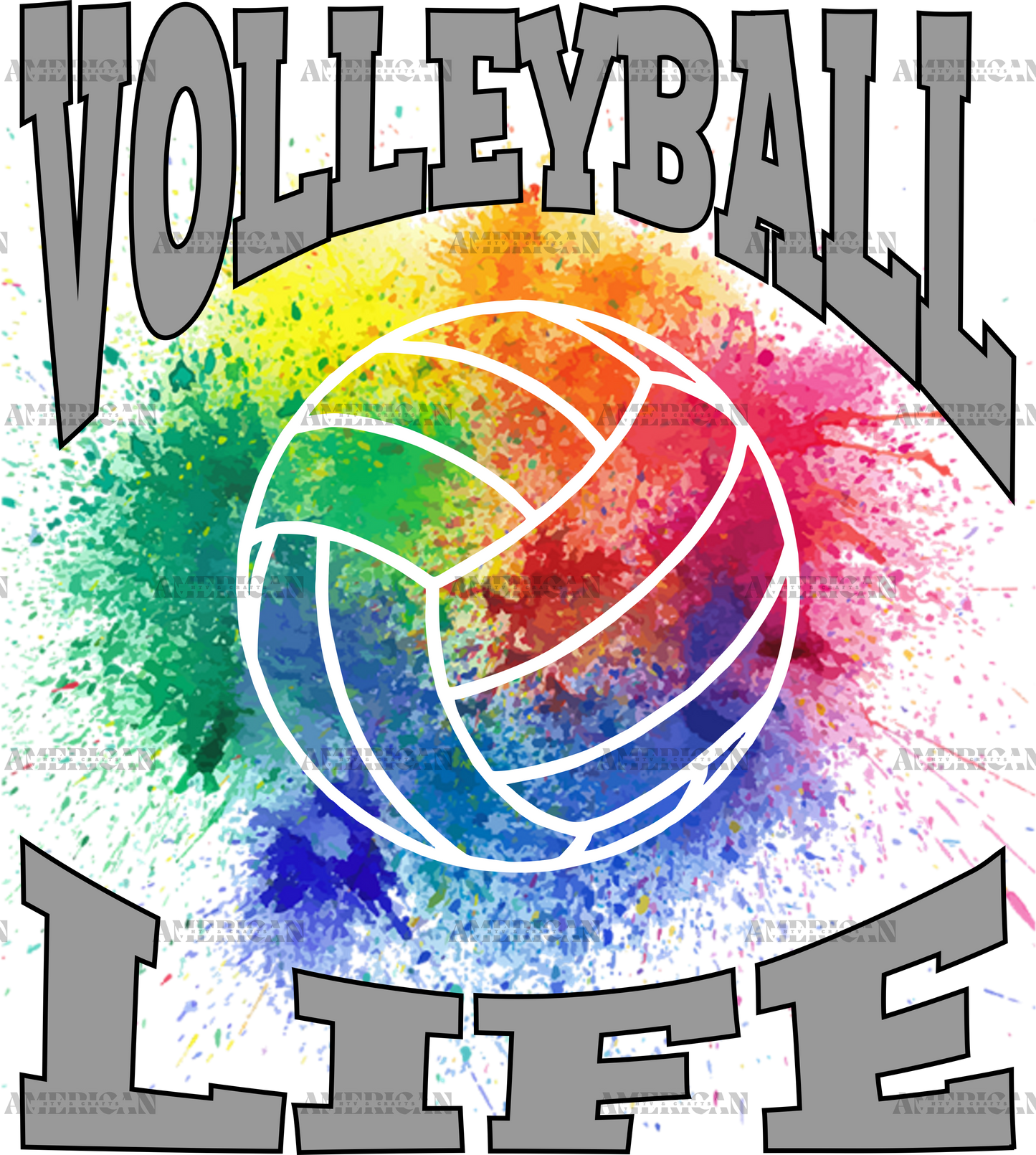 Colorful VolleyBall Life DTF Transfer