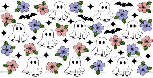Cute Flowers And Ghosts UV DTF Transfer