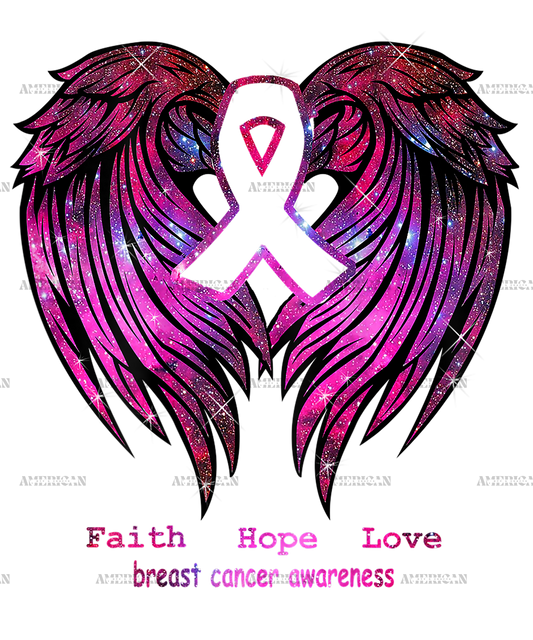 Faith Hope Love Breast Cancer Awareness Pink Wings DTF Transfer