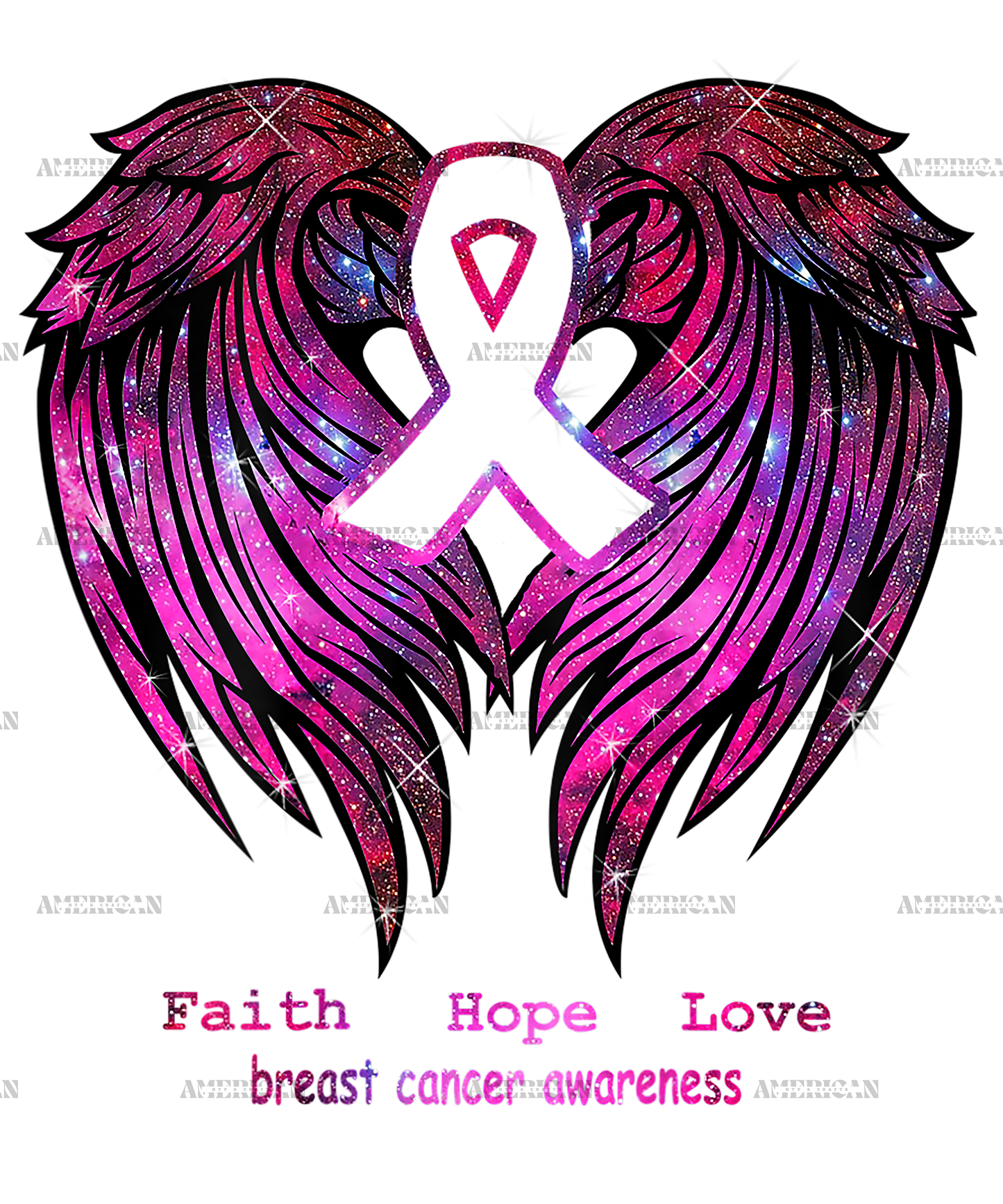 Faith Hope Love Breast Cancer Awareness Pink Wings DTF Transfer
