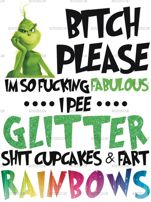 Grinch Glitter Rainbows DTF Transfer