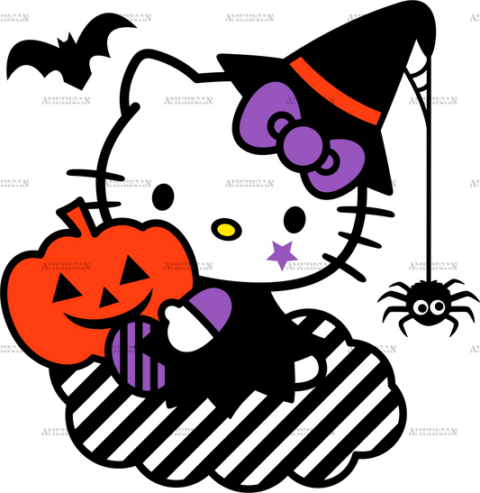 Halloween Kitty Pumpkin Spider DTF Transfer