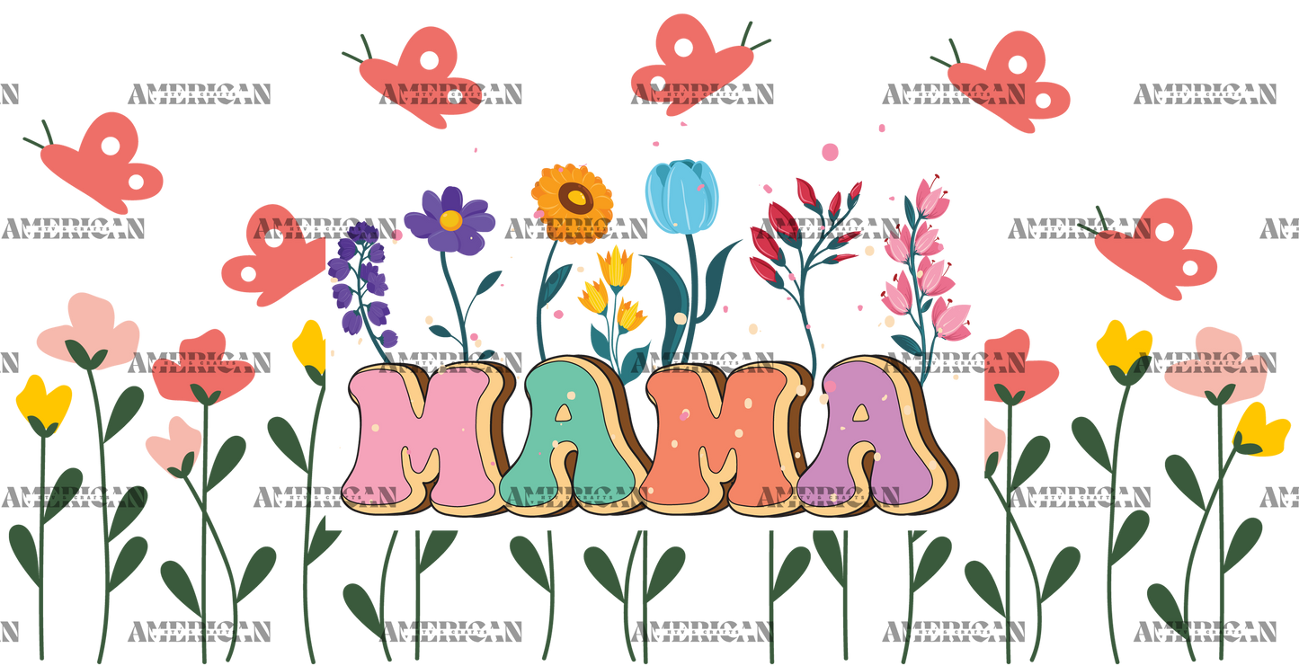 Mama Colorful Flowers UV DTF Transfer