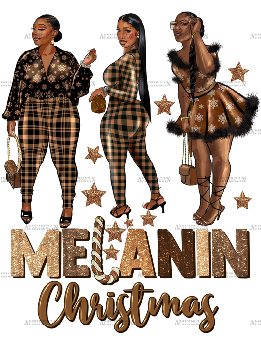 Melanin Christmas Black Woman DTF Transfer