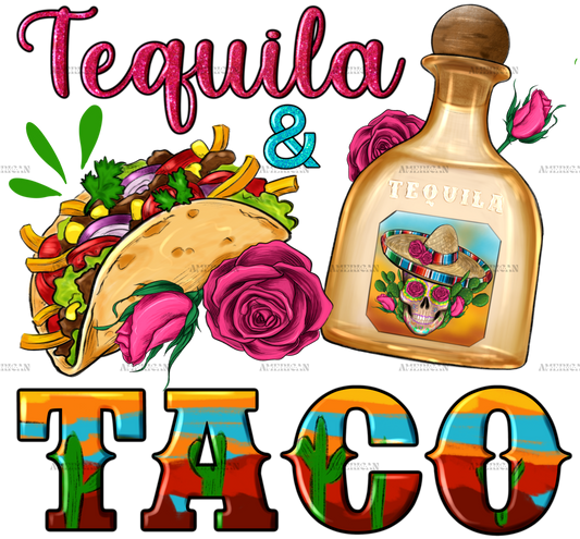 Mexican Tequila And Taco Dtf Transfer