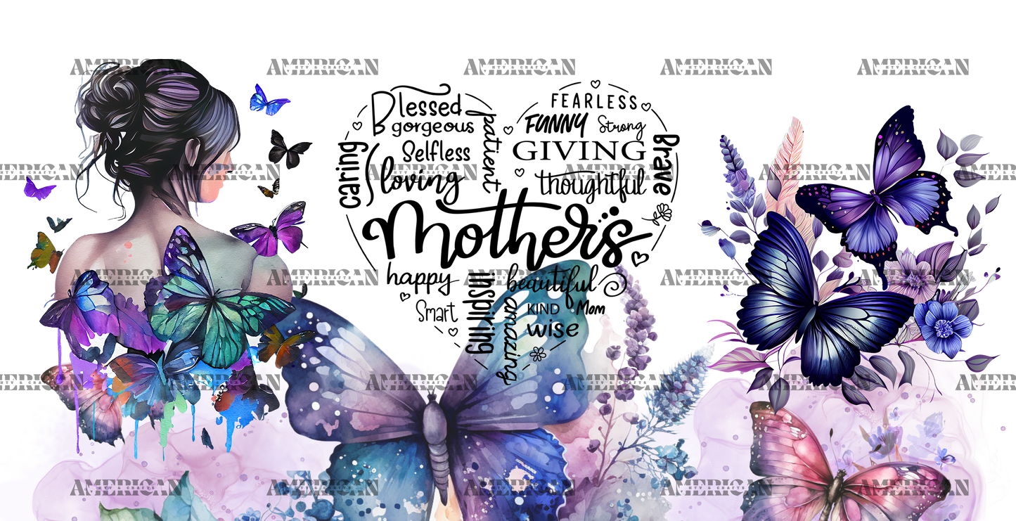 Mother Purple Butterflies UV DTF Transfer