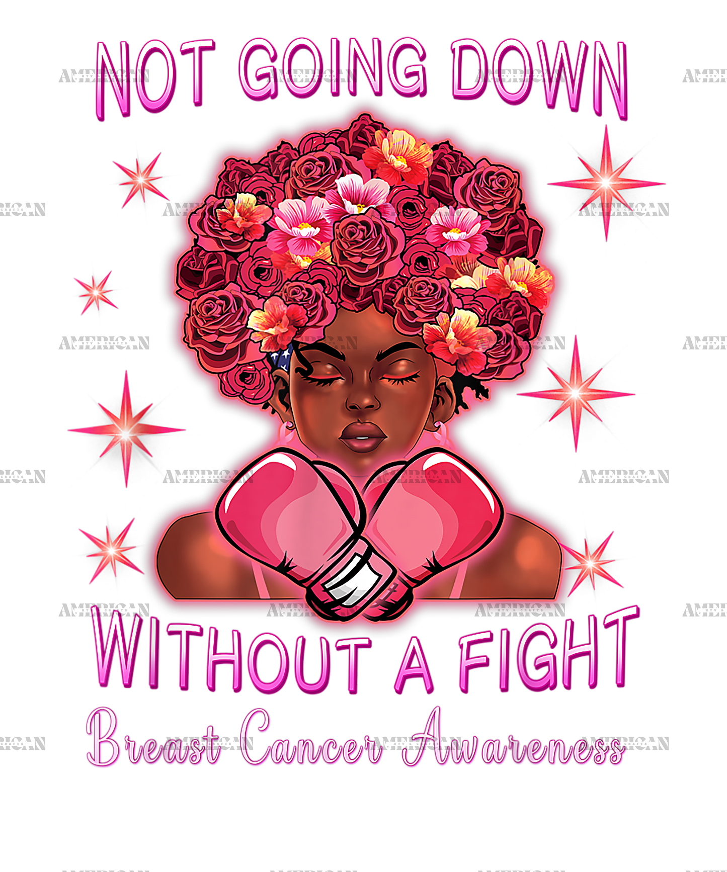 Not Going Down Without Fight African American Breast Cancer DTF Transfer