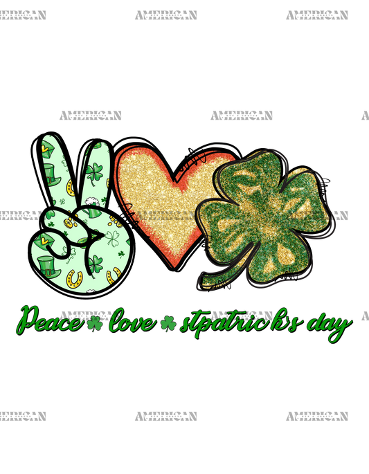 Peace Love St Patric's Day DTF Transfer
