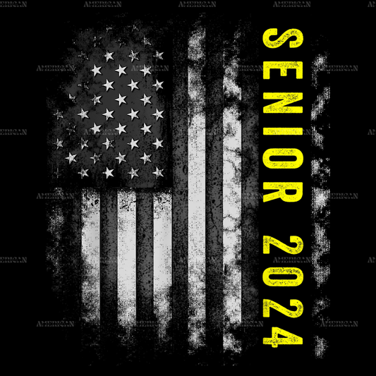 Senior 2024 American Flag Yellow DTF Transfer