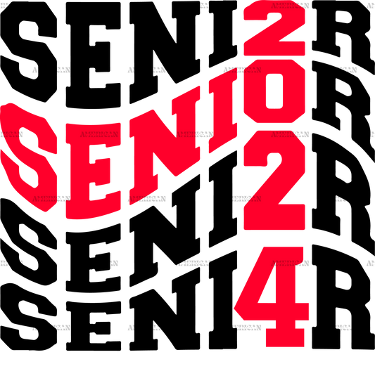 Senior 2024 Groovy Red And Black DTF Transfer